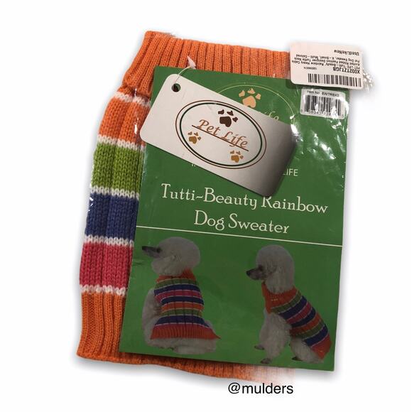 New Tutti-Beauty Colorful Multicolor Striped Cable Knit Dog Sweater - Picture 1 of 7